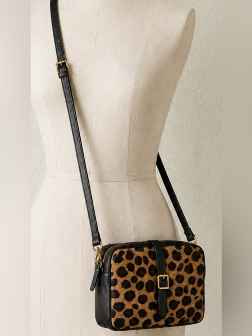 Clare V. Pienza Leopard Calf Hair Leather Crossbody Bag Anthropology